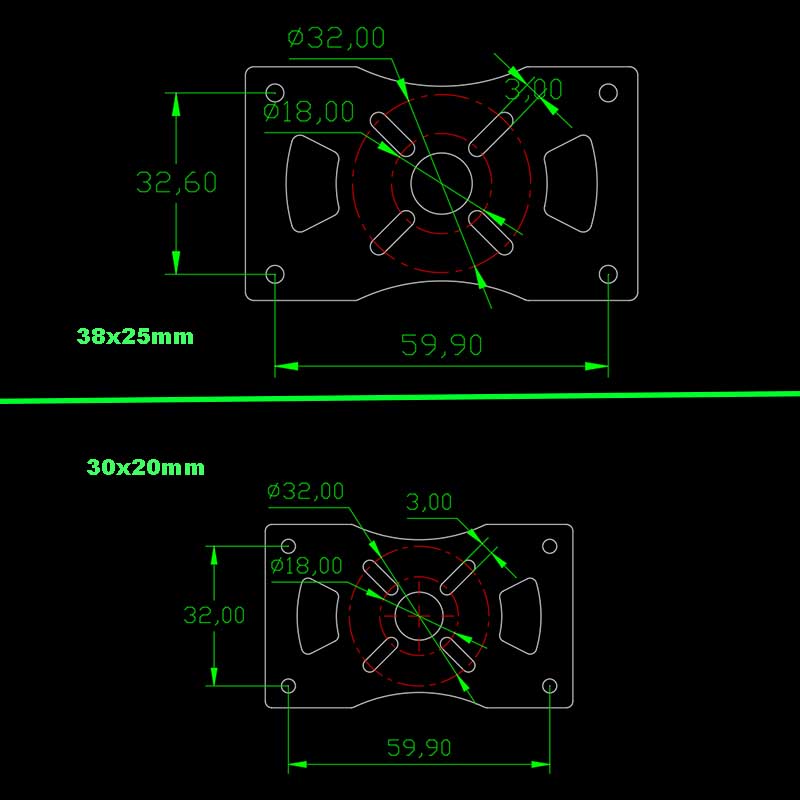 RJX 1Sets 3K Carbon Fiber Tube Clamp+Motor Mount Fixture Clip Holder Bracket for 25X38mm / 20x30mm Octagon Carbon Fiber Tubes