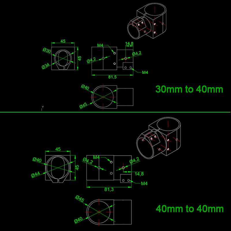 RJX 1pcs 16,20,25,30,40 Landing Gear Aluminum Alloy Tee Tripod Carbon Fiber Tube Connector For Agriculture Drone UAV