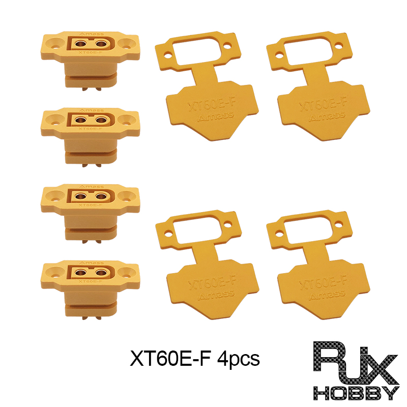 RJXHOBBY 4pcs Amass XT60E-F Female Plug Large Current Gold/Brass Ni Plated Connector Power Battery Connecting Adapter