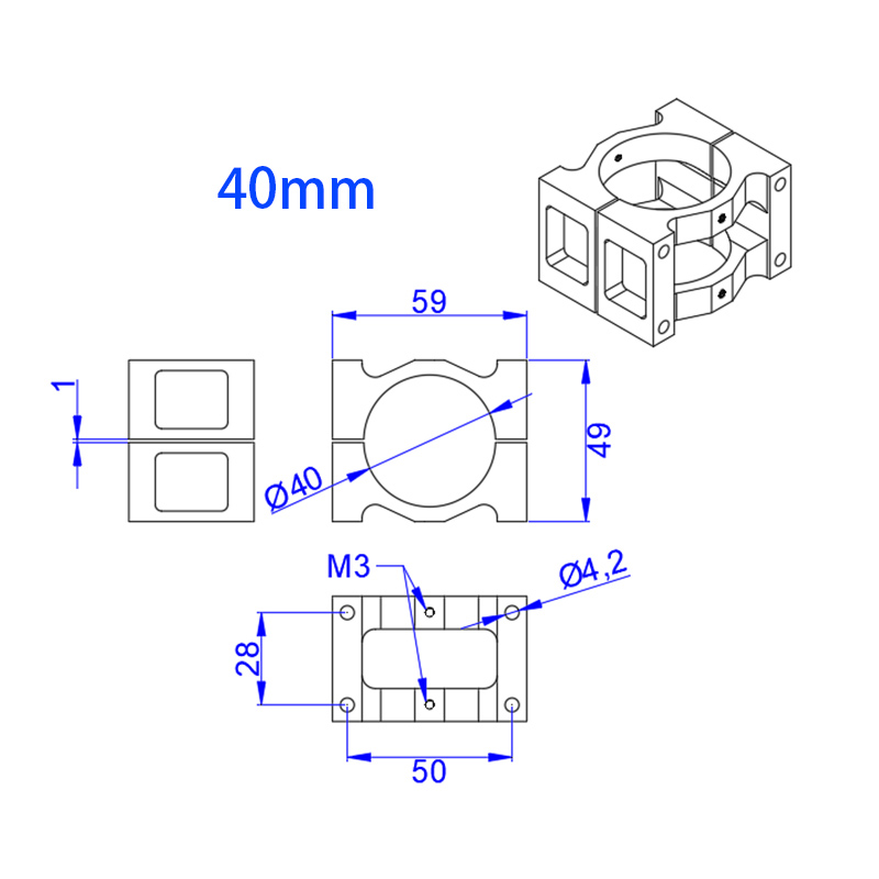 RJXHOBBY 1pcs 40 / 45 / 50mm Pipe Clip Tubing Clamp Fastener Carbon Tube Fixed Joint for RC Plant Agriculture UAV Drone