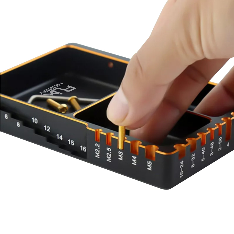 RJX Metal Screw Length Size Measurement Plate for RC Car Boat Multifunctional Screw Tray Nut Gasket Storage Tool