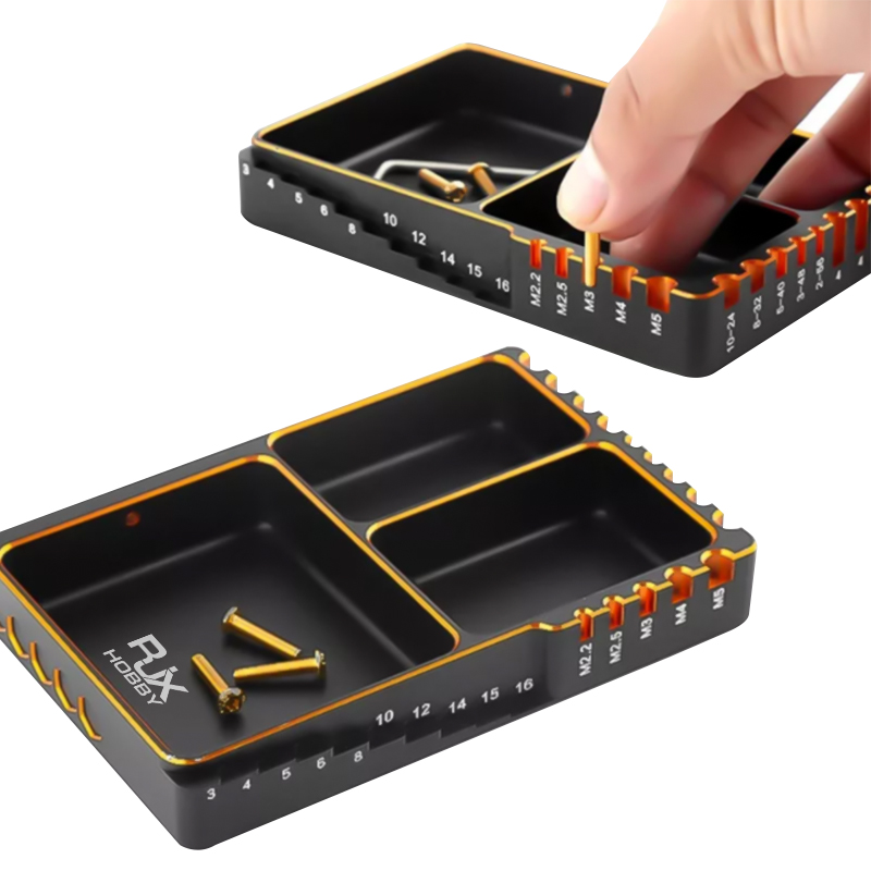 RJX Metal Screw Length Size Measurement Plate for RC Car Boat Multifunctional Screw Tray Nut Gasket Storage Tool