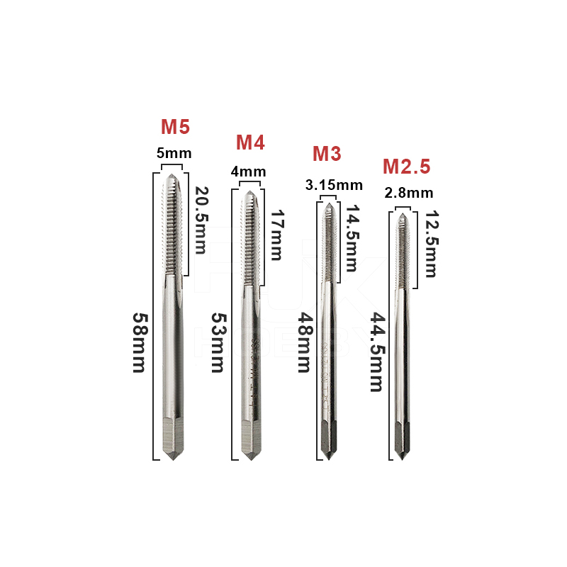 RJX 1pcs M2.5 M3 M4 M5 Hand Tools Thread Tap HSS Machine Plug Tap Metric Screw Tap Drill Thread Tool 