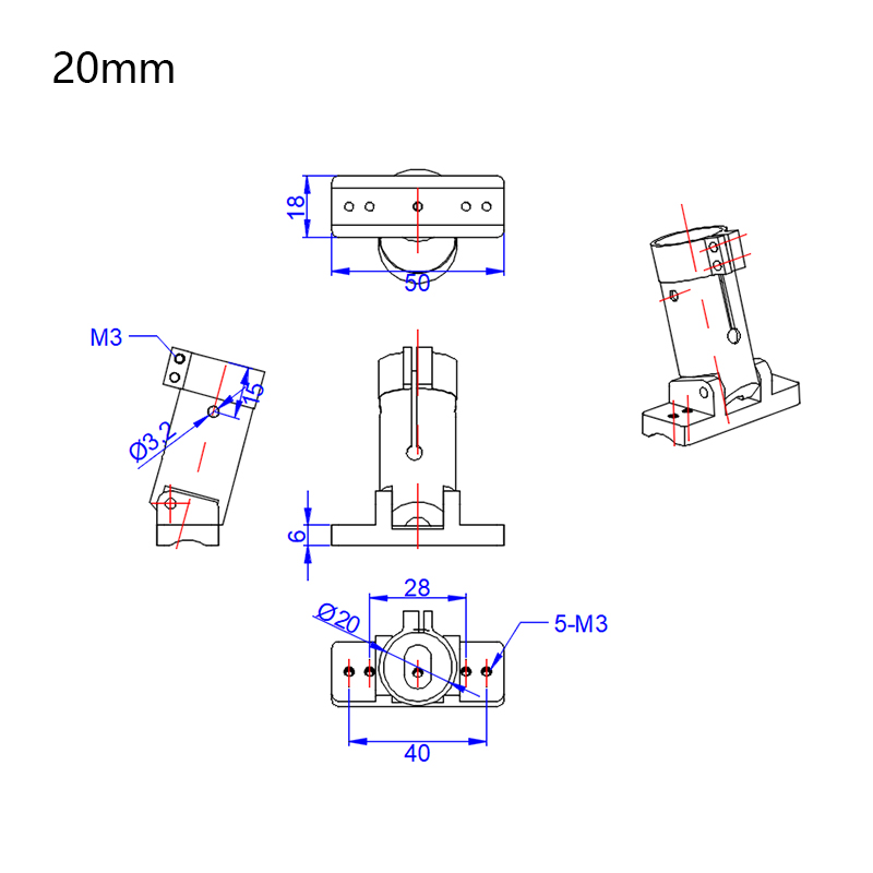 RJX 1pcs 20mm CNC Aluminum Alloy Spray Rod Connection Piece For Plant Agriculture UAV/Drone Sprayer