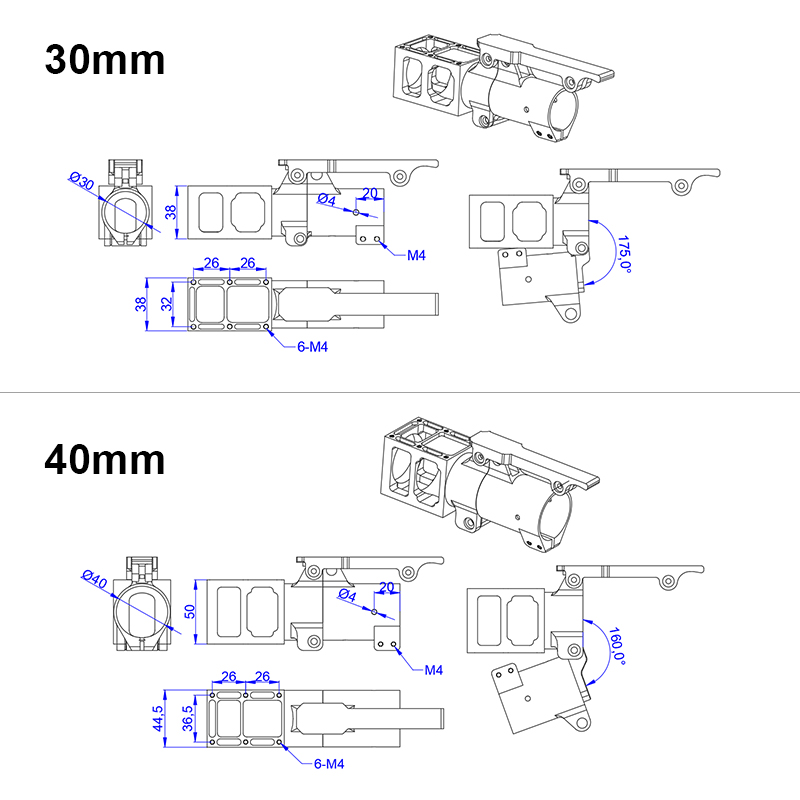 RJXHOBBY 1pcs 20 / 25 / 30 / 40mm folding down arm for Plant Protection UAV Multicopter