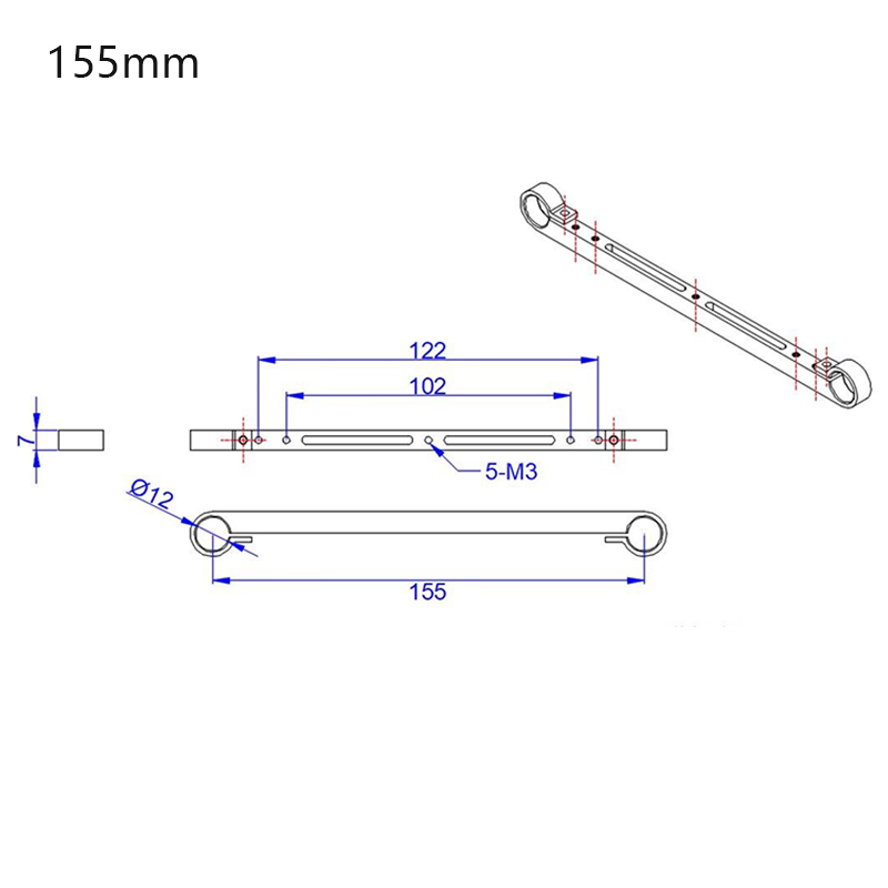 RJX 1pcs 12mm Uav DJI gimbal mounting rod 149mm / 155mm 4 6 8 multi-axis rotor flight accessories