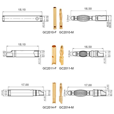 RJX 50 Pairs 2.0mm Gold Bullet Banana Connector Plug 2mm Male & Female Bullet Connector 
