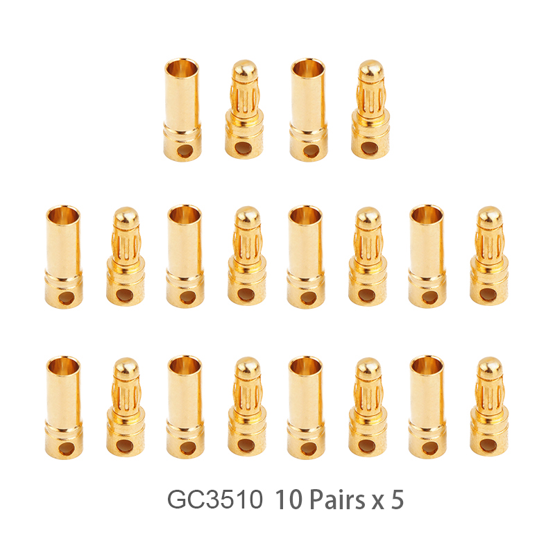 RJX 50 Pairs 3.5mm Gold Bullet Banana Connector Plug 3.5mm Male & Female Bullet Connector