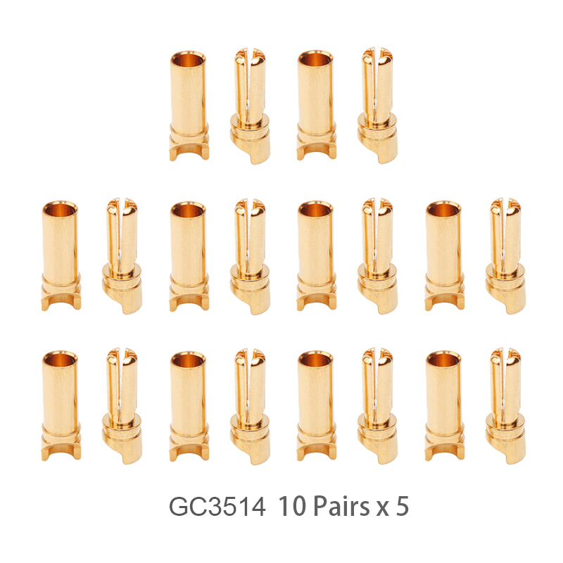 RJX 50 Pairs 3.5mm Gold Bullet Banana Connector Plug 3.5mm Male & Female Bullet Connector