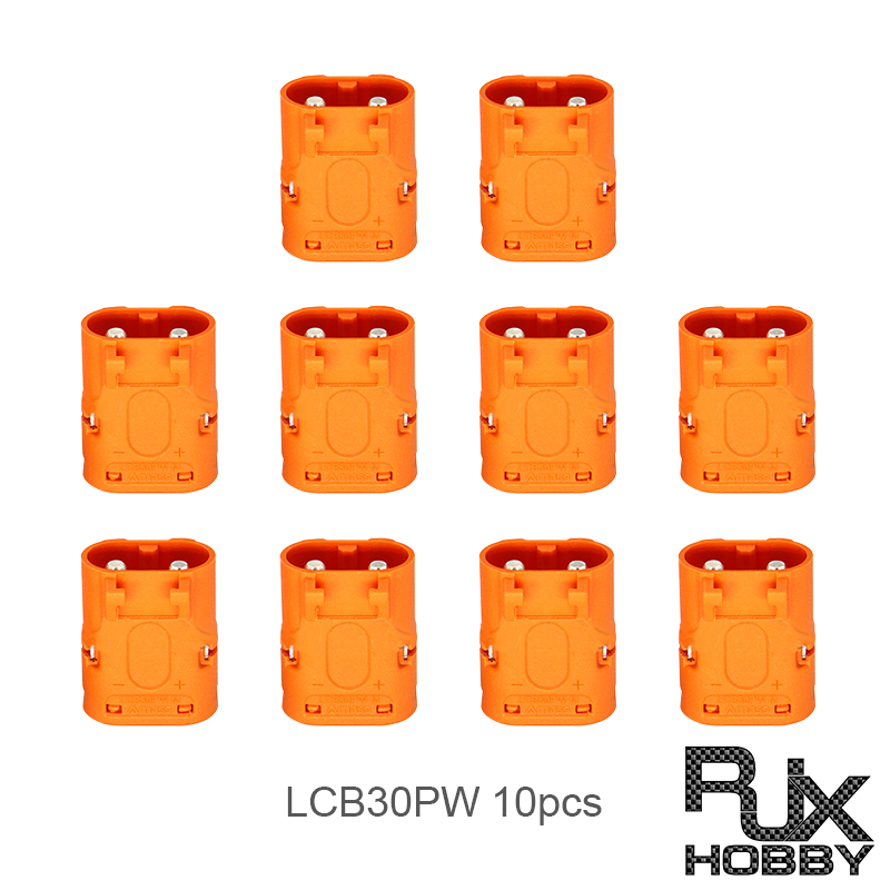 RJX Amass 10pcs Male DC Plug LCB30PW Copper Silver Plated Lithium Battery Connector For Smart Appliance