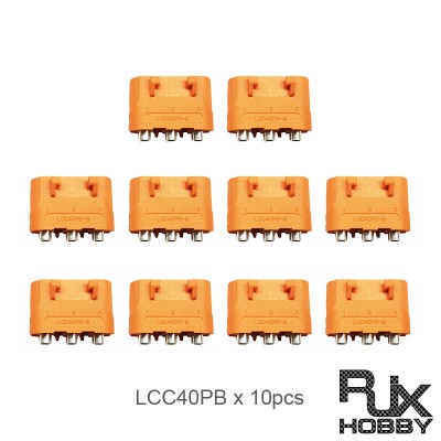 RJX Amass 10pcs Male 3PIN LCC40PB Copper Silver Plated Lithium Battery Connector For Smart Appliance