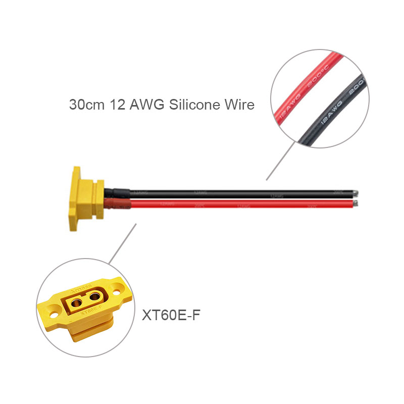 RJXHOBBY 1pcs XT60E Female Connector With 12AWG  Cable For RC Models Drone