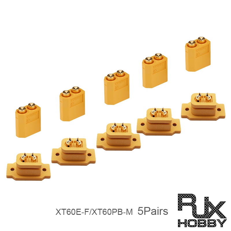 RJX 5pairs Amass XT60E-F Female + XT60PB-M Male Battery Connecting Adapter