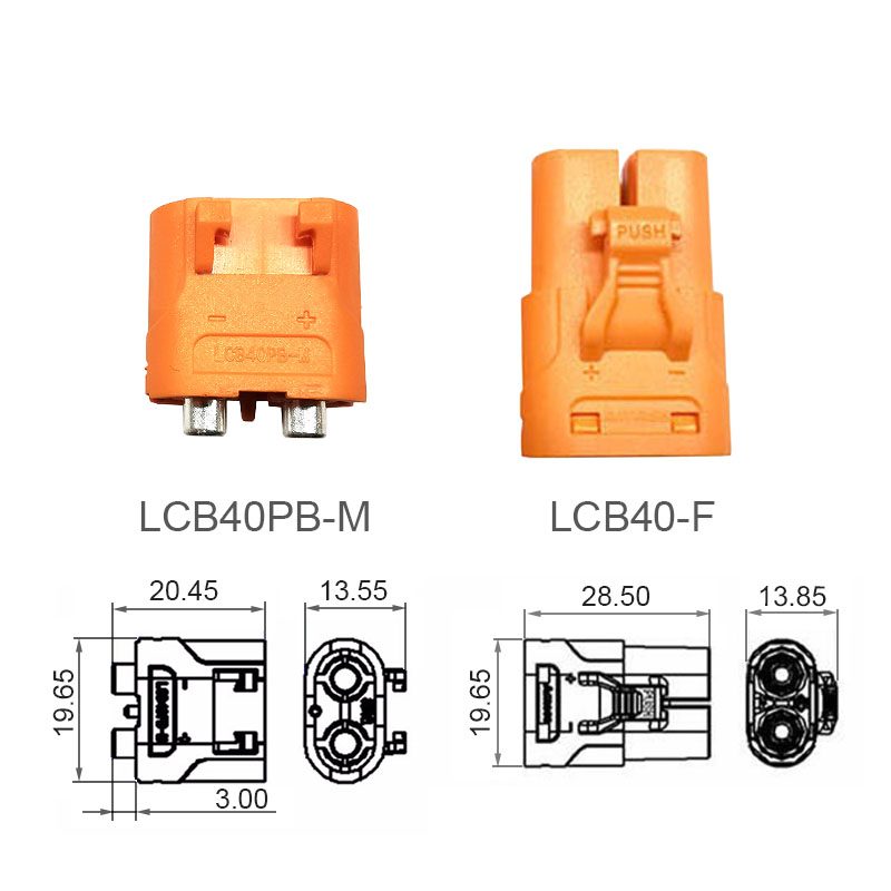 RJX Amass DC Plug  LCB40 Female LCB40PB Male Copper Silver Plated Lithium Battery Connector For Smart Appliance