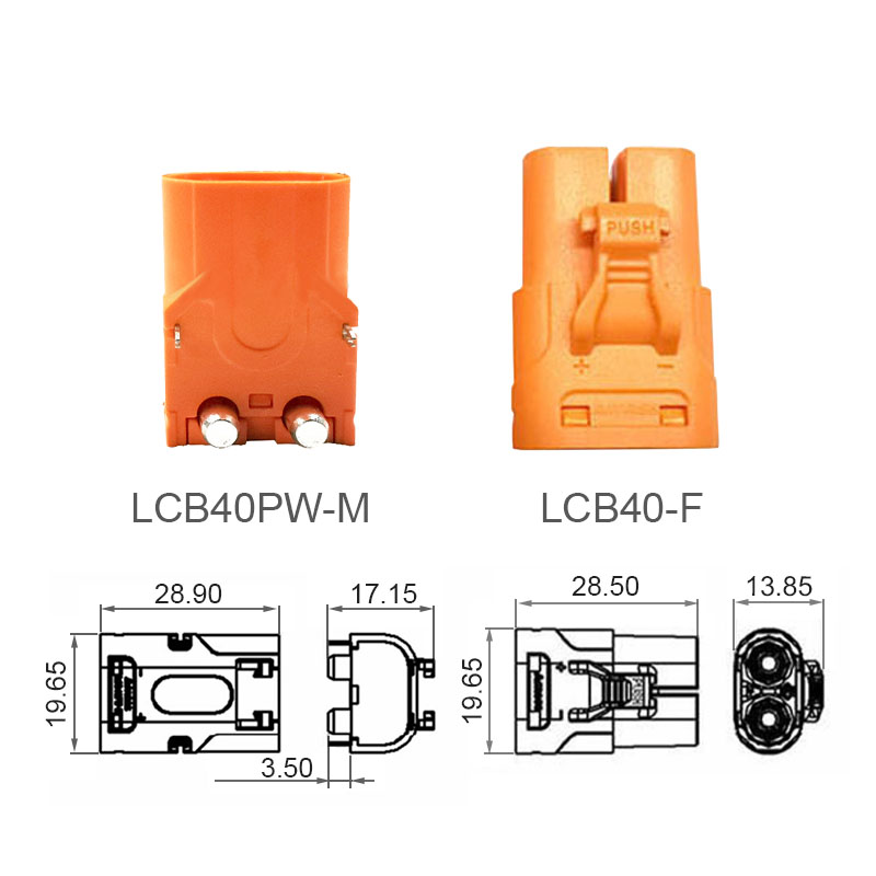 RJX Amass DC Plug LCB40 Female LCB40PW Male Copper Silver Plated Lithium Battery Connector For Smart Appliance