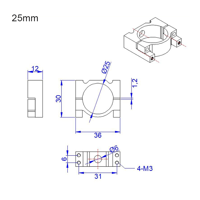 RJXHOBBY 1pcs 25mm clip pipe tube clamp 