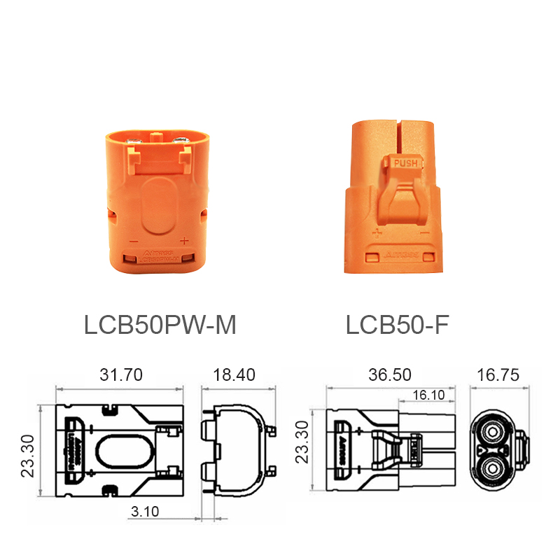 RJX Amass DC Plug LCB50 Female LCB50PW Male Copper Silver Plated Lithium Battery Connector For Smart Appliance