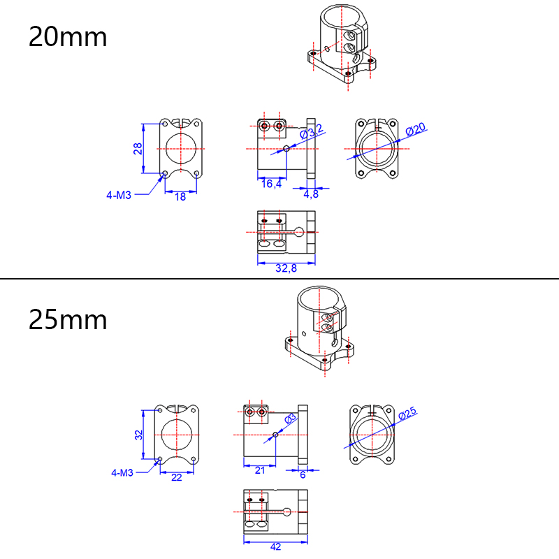 RJXHOBBY 1pcs 20mm 25mm 30mm Landing Gear Vertical Mount Base Nozzle Connecting Rod Fixing Parts for Agriculture UAV Drone