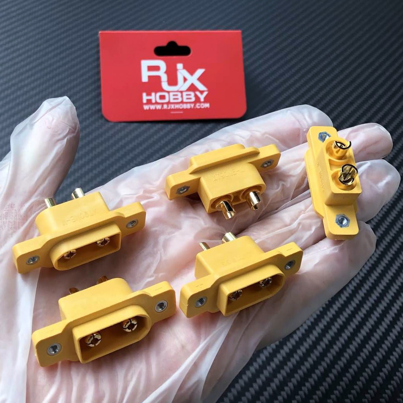 RJXHOBBY 5pcs Amass XT90NE-M XT90NE Male Plug with M2.5 Nuts Lipo Battery Connector Gold-plated Connecting Adapter