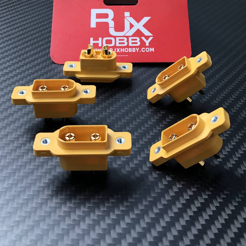 RJXHOBBY 5pcs Amass XT90NE-M XT90NE Male Plug with M2.5 Nuts Lipo Battery Connector Gold-plated Connecting Adapter