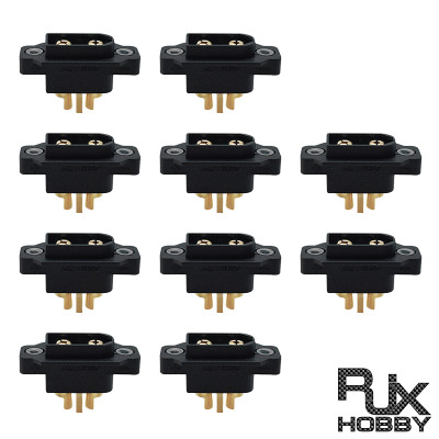 RJXHOBBY 10pcs XT60IE-M Battery Plug Can be Fixed XT60IE Male Gold-Plated Connector with Nuts DIY Connecting Parts