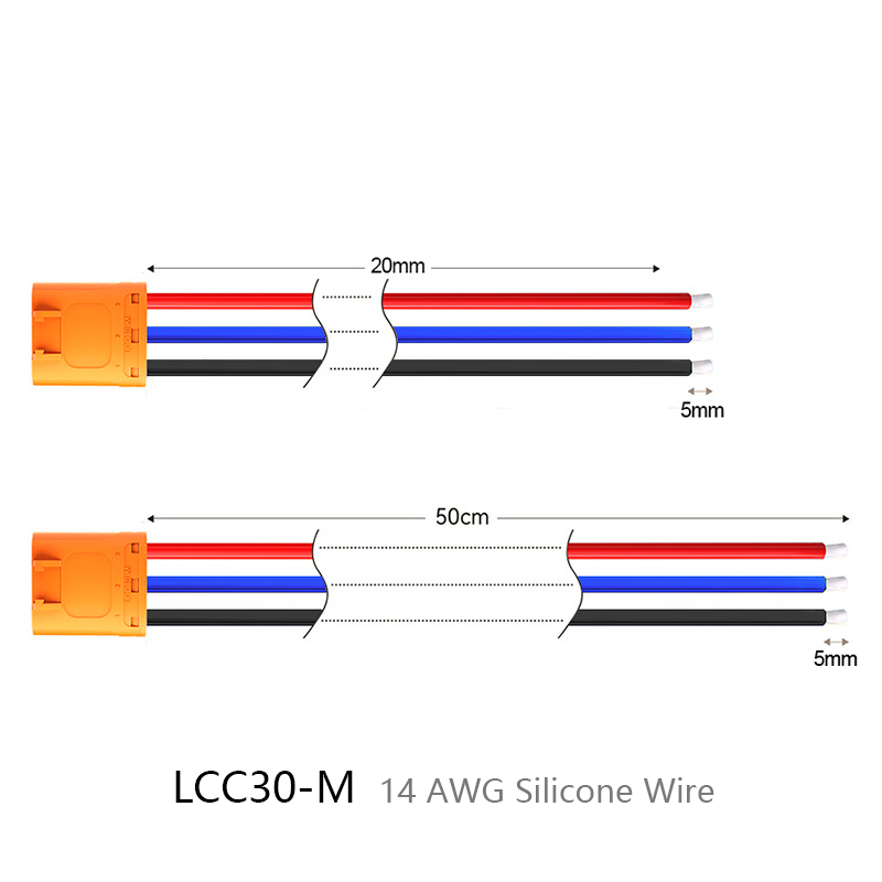 RJXHOBBY LCC30 Female Male Connector With 14AWG Cable