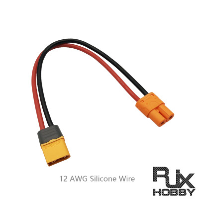 RJX 1pcs XT60 Male to LCB30 Female Extension Adapter 12AWG Wire