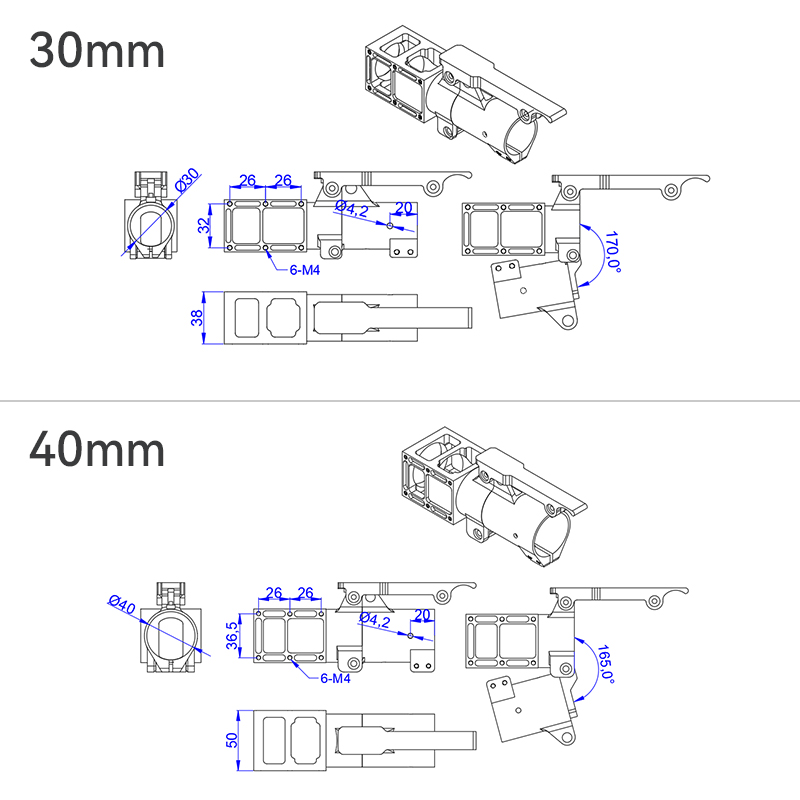 RJXHOBBY 1pcs 25 / 30 / 40mm folding side arm for Plant Protection UAV Multicopter