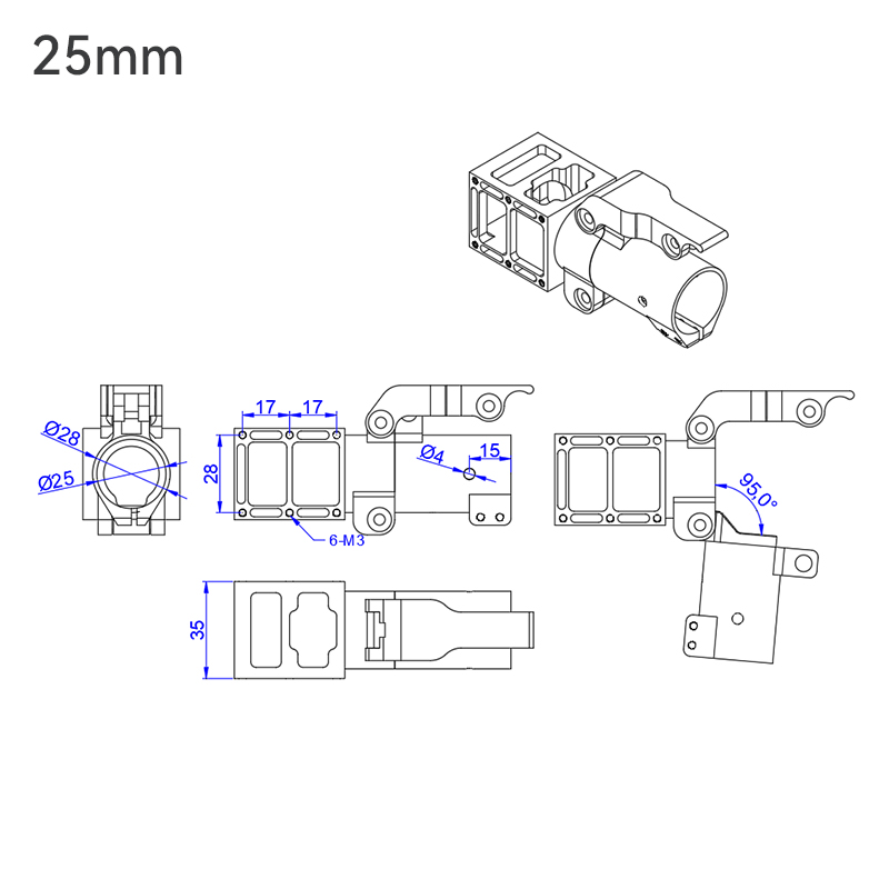RJXHOBBY 1pcs 25 / 30 / 40mm folding side arm for Plant Protection UAV Multicopter