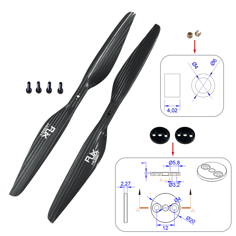 RJX 1pair 1861 carbon fiber  forward and reverse propeller for the industry quadcopter hexacopter octocopter multirotor drone