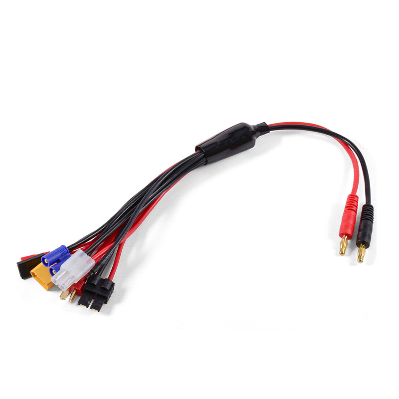 RJX 1pcs 8 in1 RC Charger Adapter Connector 4.0mm Banana Connector To EC3 XT60 JST TRX Tamiya Futaba T Plug Lead Wire