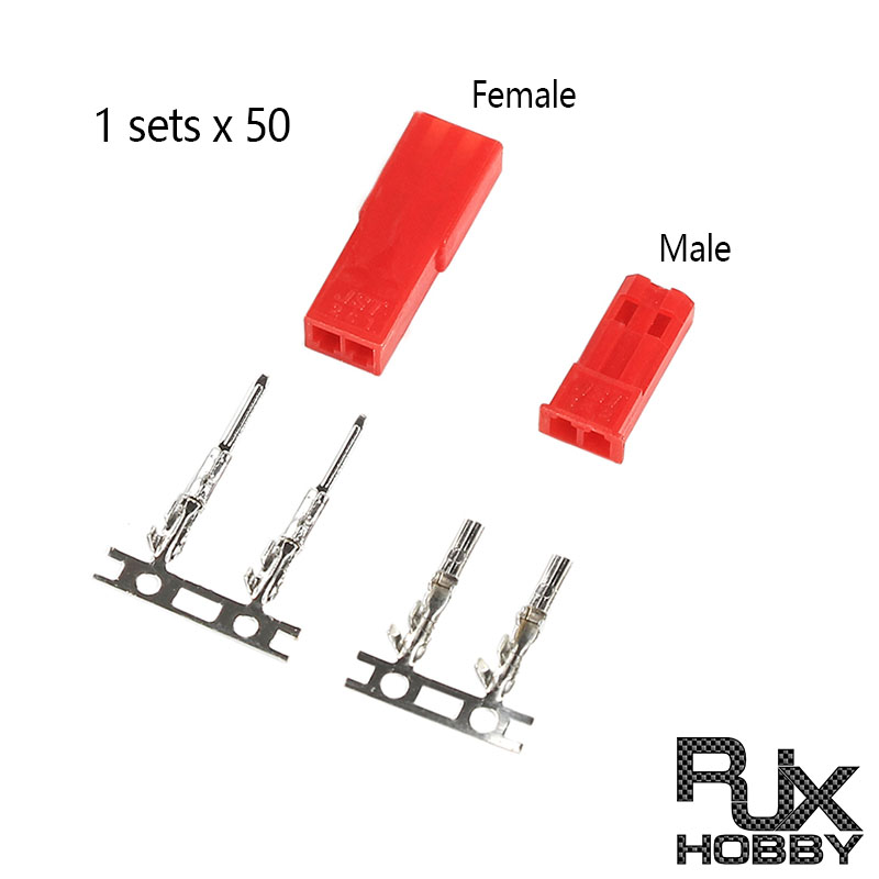 RJX 50 sets 2.54mm 2 Pin JST Connector Plug Jack Female Male Housing Plug Jumper Crimp Terminal Wire Connector