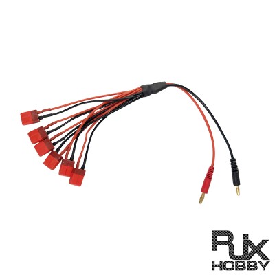 RJX 1pcs 6 in 1 T-Plug Connector to 4mm Banana Plug Parallel Adapter 
