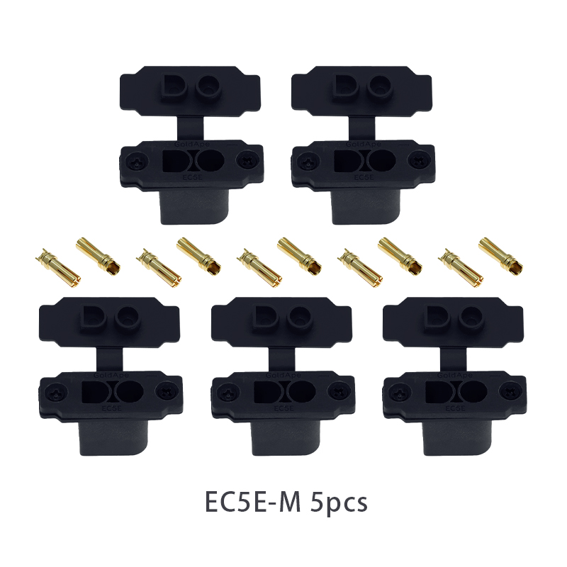 RJX 5pcs EC5E Male Panel can Fixed Gold-plated Banana Plug Battery Connector Dust Cap for RC Aircraft Drone