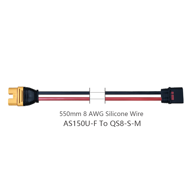 RJXHOBBY 1pcs QS8-S Male to AS150U Female 8AWG Conversion Line for RC Agriculture UAV Lipo Battery ESC Balance Charger