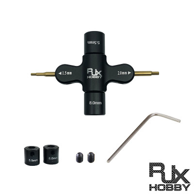 RJX 1Pcs M3 M5 Metal Quad Wrench & 1.5mm 2mm Hex Screwdriver Replacement Sleeve for RC Car FPV Motor Nuts Prop Releasing