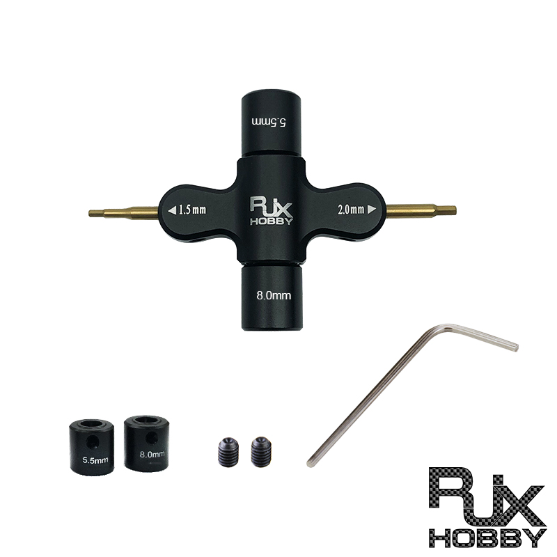 RJX 1Pcs M3 M5 Metal Quad Wrench & 1.5mm 2mm Hex Screwdriver Replacement Sleeve for RC Car FPV Motor Nuts Prop Releasing
