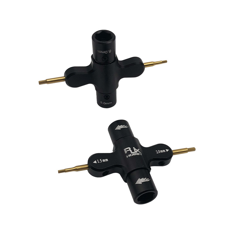 RJX 1Pcs M3 M5 Metal Quad Wrench & 1.5mm 2mm Hex Screwdriver Replacement Sleeve for RC Car FPV Motor Nuts Prop Releasing
