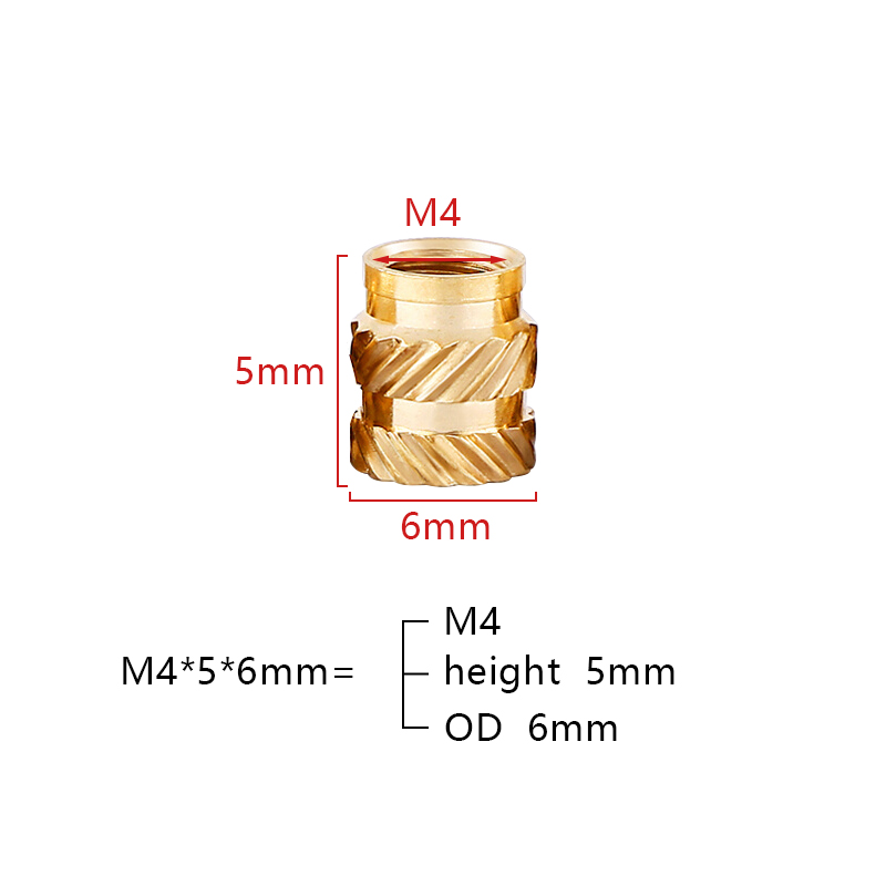RJX 100pcs M4 Brass Insert Nuts Hot Melt Molding Copper Heat Inserting Thread Embedded Knurled Injection Nut