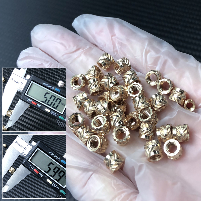 RJX 100pcs M4 Brass Insert Nuts Hot Melt Molding Copper Heat Inserting Thread Embedded Knurled Injection Nut
