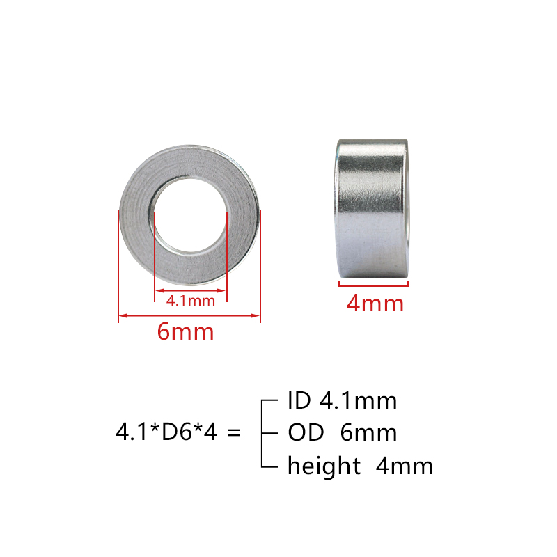 RJX 50pcs Aluminum washer bushing gasket (ID4.1mm OD6.0mm)