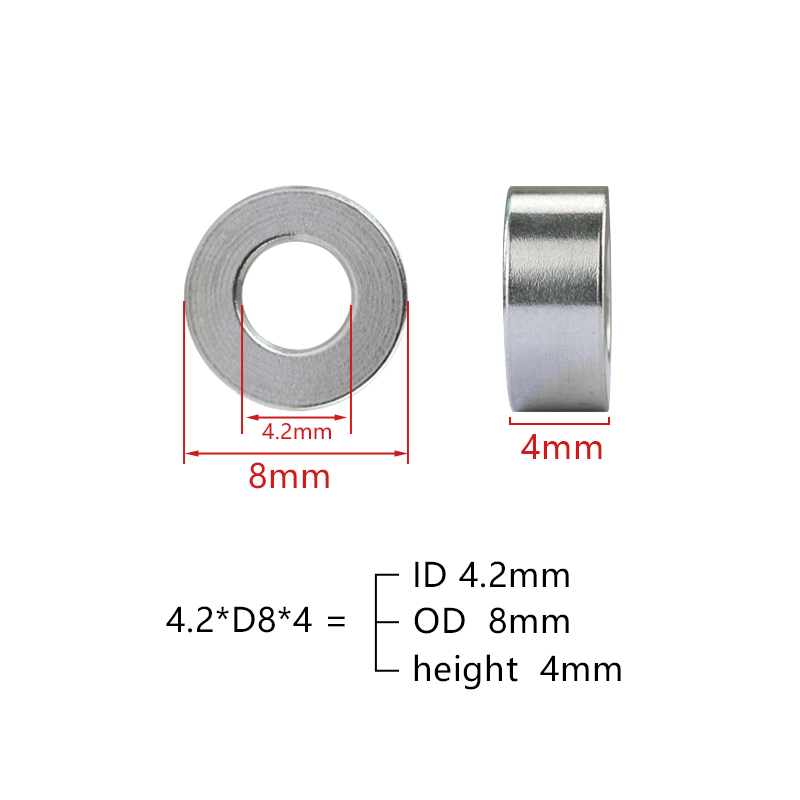 RJX 50pcs Aluminum washer bushing gasket (ID4.2mm OD8.0mm)