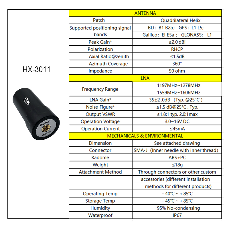 RJX 1pcs RTK  antenna helix GNSS UAV antenna Support GPS BD GLONASS GALILEO Navigation Specifications