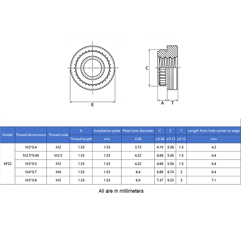 RJXHOBBY 100pcs M2 M2.5 M3 M4 M5 Stainless Steel Press nut