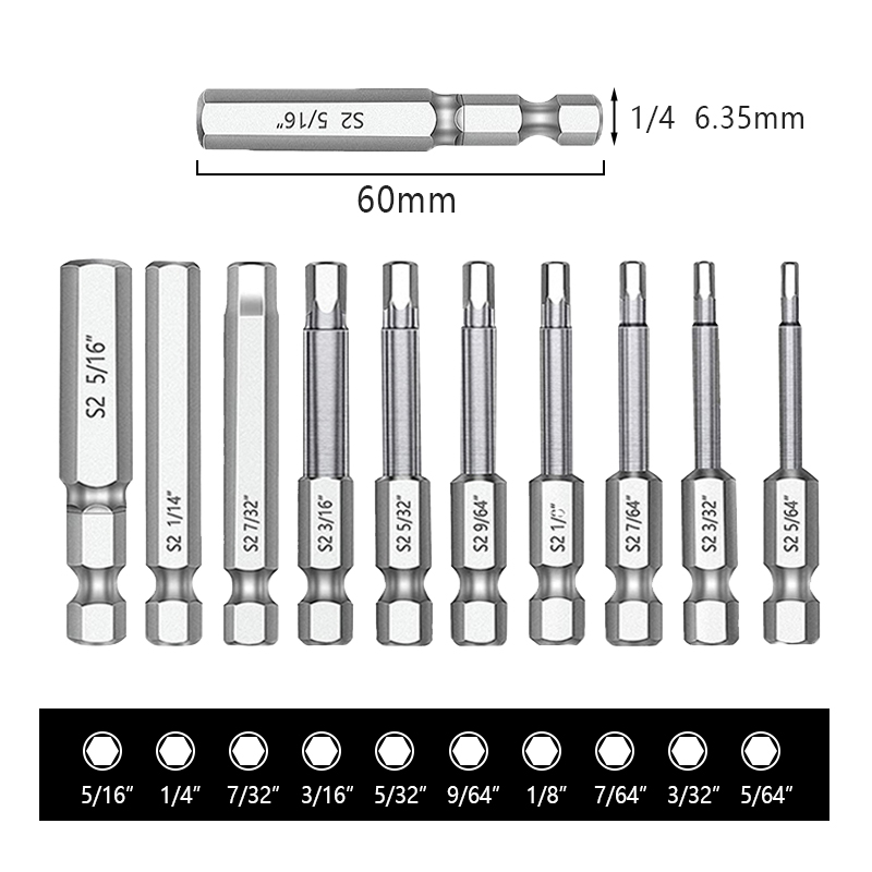RJX 20pcs Hex Head Allen Wrench Drill Bit Set Premium S2 Steel Drill Bit Quick Release Shank Magnetic Screwdriver Bit Set