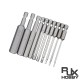 RJX 75mm 1.5 2.0 2.5 3.0 4.0 5.0 6.0 8.0 10 12mm Hex Key Allen Screwdriver Bits Magnetic 1/4 6.35mm Quick Change Impact Driver 