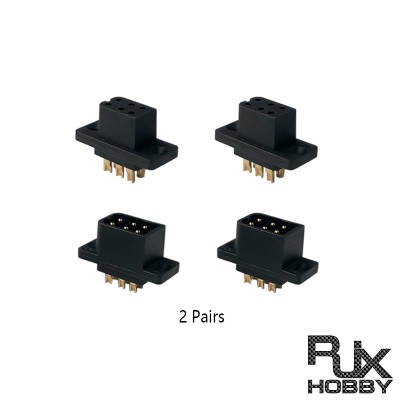 RJXHOBBY 2Pairs MPX6 6Pin Steering Gear Quick Release Connector Multi Wire Servo Extension Plug Male Female 