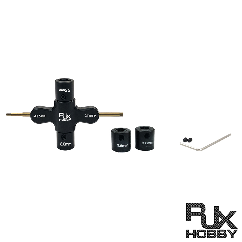 RJX 1Pcs M3 M5 Metal Quad Wrench & 1.5mm 2.5mm Hex Screwdriver Replacement Sleeve for RC Car FPV Motor Nuts Prop Releasing