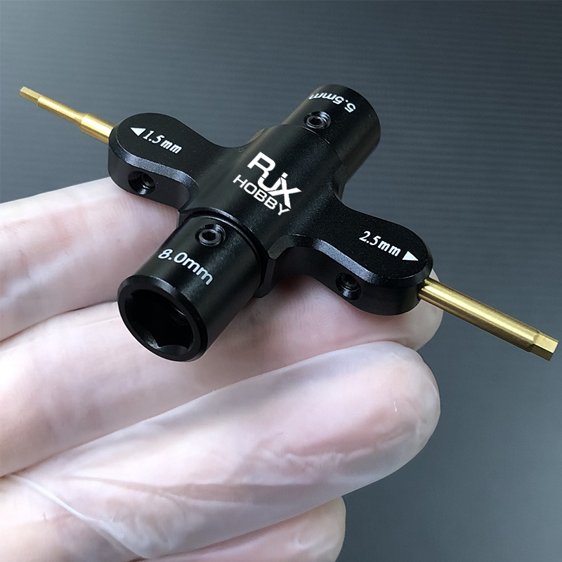 RJX 1Pcs M3 M5 Metal Quad Wrench & 1.5mm 2.5mm Hex Screwdriver Replacement Sleeve for RC Car FPV Motor Nuts Prop Releasing