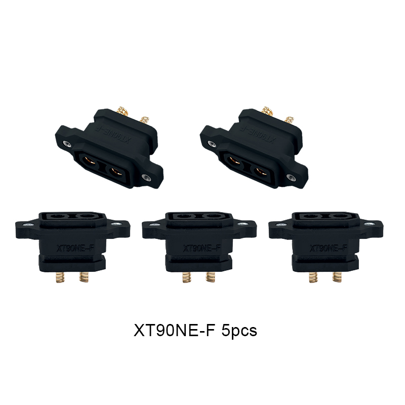 RJX 5pcs Amass XT90NE-F 4.5mm female head gold-plated aircraft model connector with M2.5 nut and plate inner fixed seat